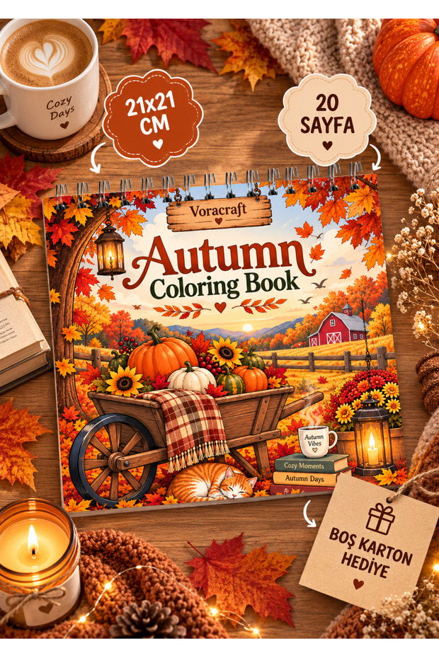 Autumn Themed Autumn Coloring Book, 21X21 cm Coloring Book 2by0010