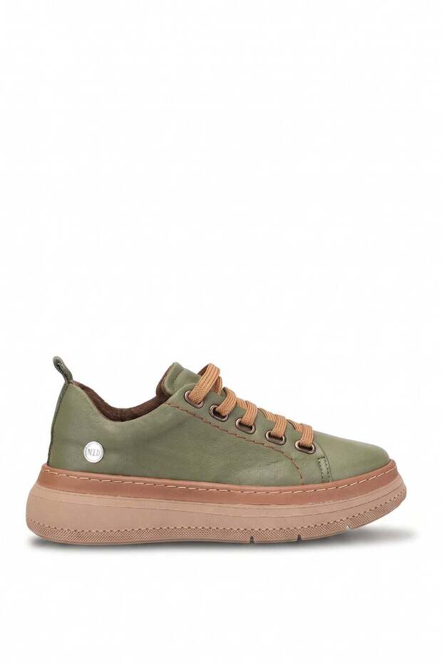 D26Ka-605 Women's Genuine Leather Casual Shoes Khaki