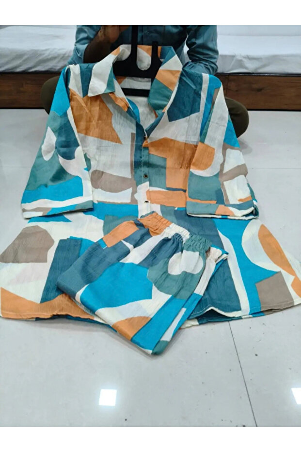 Multi Patchwork Print Cotton Co-Ord Set - RMD9304 | Multi-Size:M-38-Inches