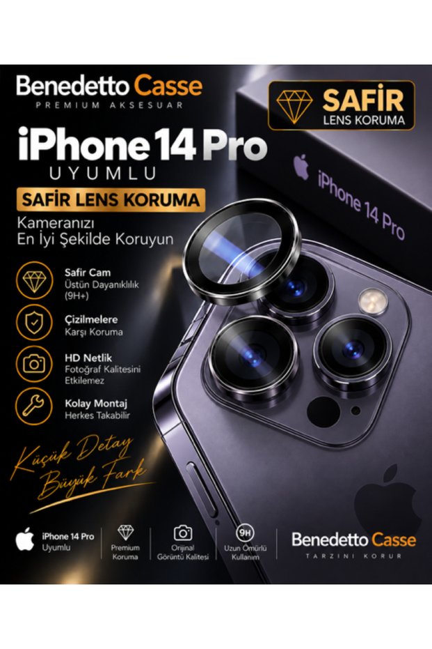 iPhone 14 Pro Compatible Sapphire Camera Lens Protector – Easy Installation, Scratch and Impact Protection, Hd Clear Image