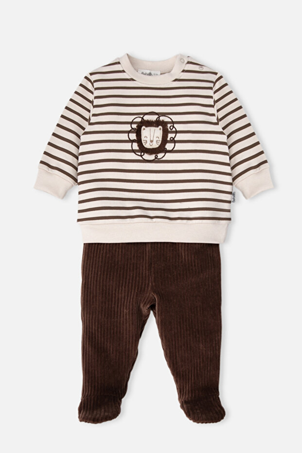 Velvet Pants with Booties 2-Piece Set (Cool Lion) Brown