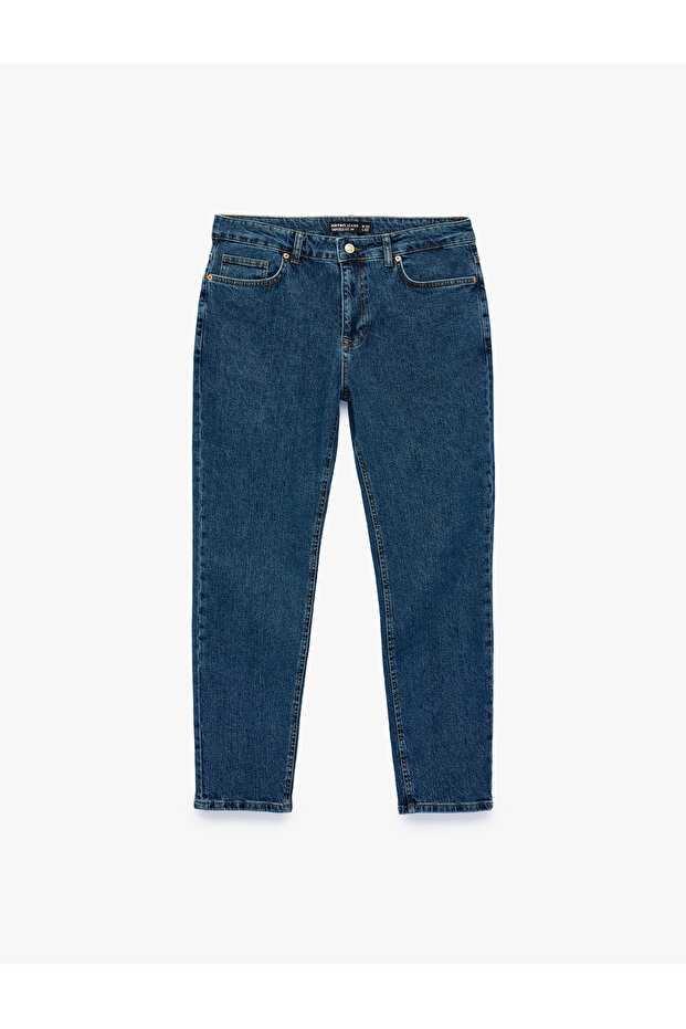 Cotton Regular Waist 5-Pocket Regular Tapered Jean Trousers