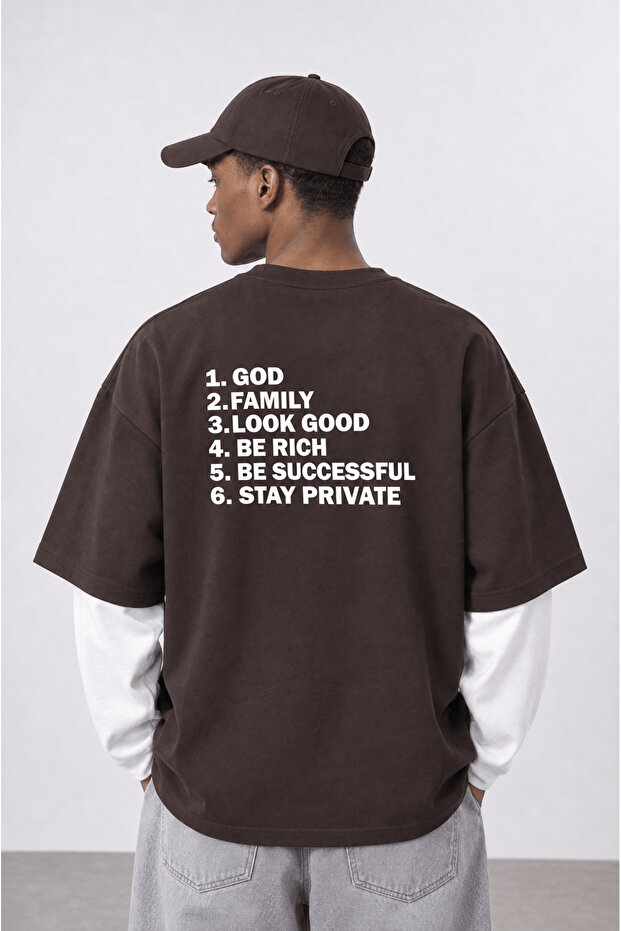 Men's Double Sleeve Oversize Sweatshirt Brown