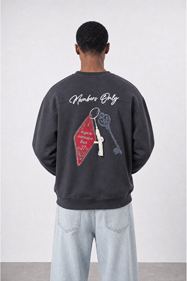 Men's Members Only Printed Oversize Sweatshirt Smoked