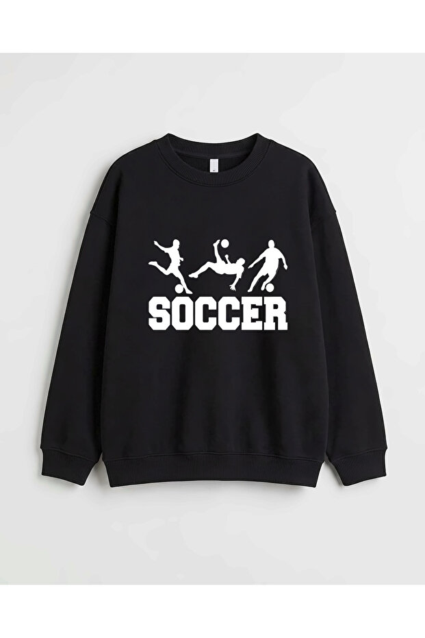 Soccer printed premium crew neck long sleeve sweatshirt