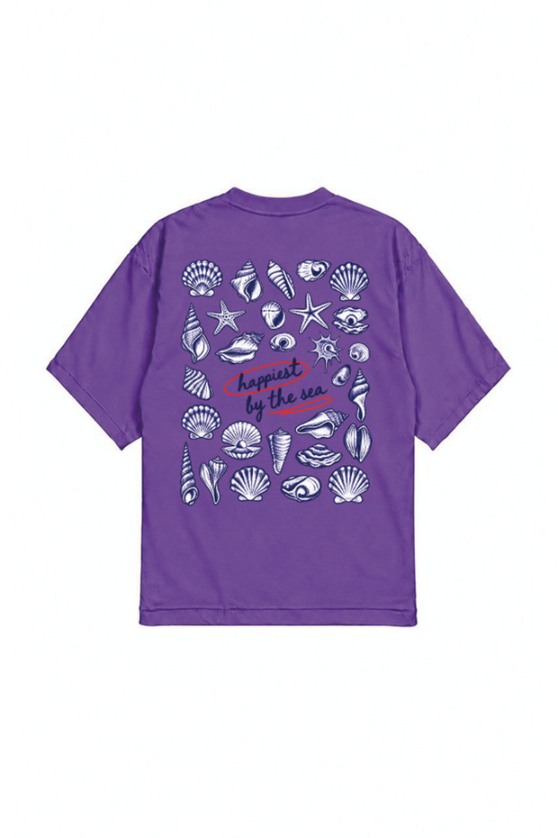 Happiest by the Sea Oversize T-Shirt with Front and Back Print
