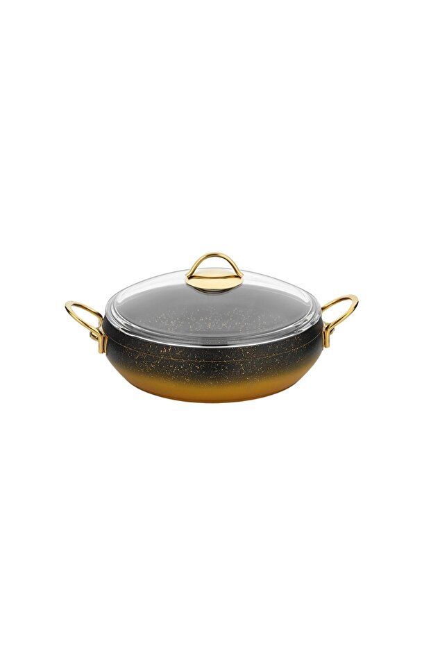 Gold Handle Casserole Flat Pot 30cm
