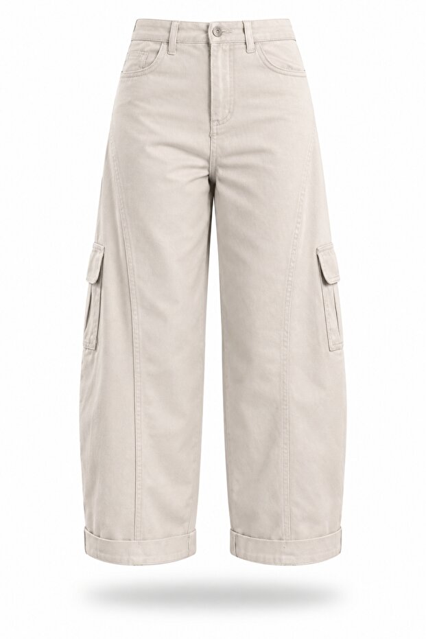 Stone Cargo Pocket Barrel Trousers 031724