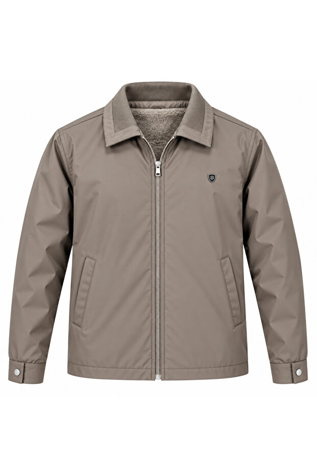 Men's (Safari) Winter Coat with Bondet Fabric, Fur, and Waterproof Zippered Inner Pocket, Classic Stylish Jacket (Safari)