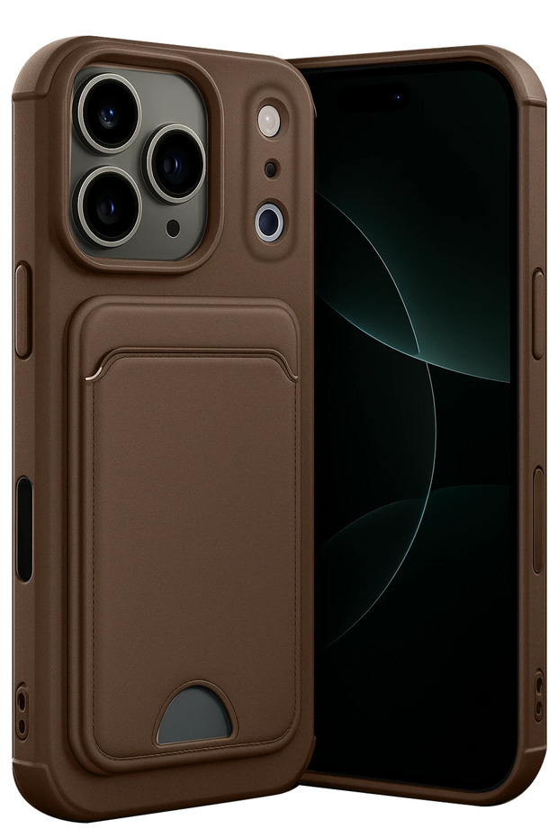 Ilkestor Newface iPhone 17 Pro Max Kelvin Silicone with Business Card Holder (211800) - Brown