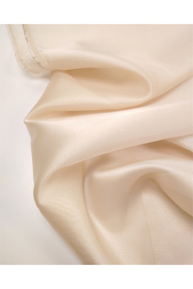 Cream Brown Foam Interlayer Thick Organza Tulle Fabric for Dresses & Blouses 150X240Cm