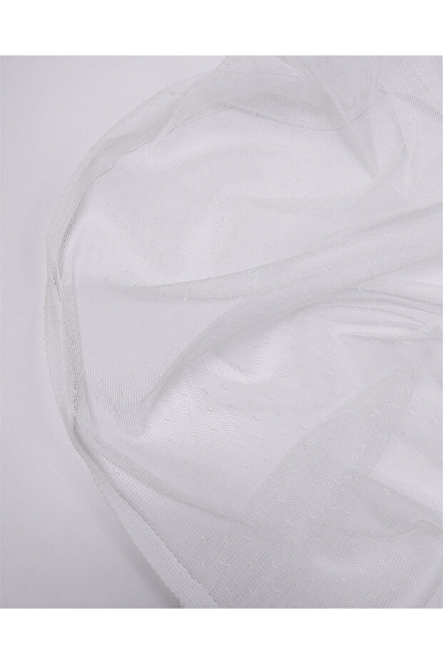 White Tiny Patterned Thin Flexible Tulle Fabric for Dresses & Blouses 180X240Cm