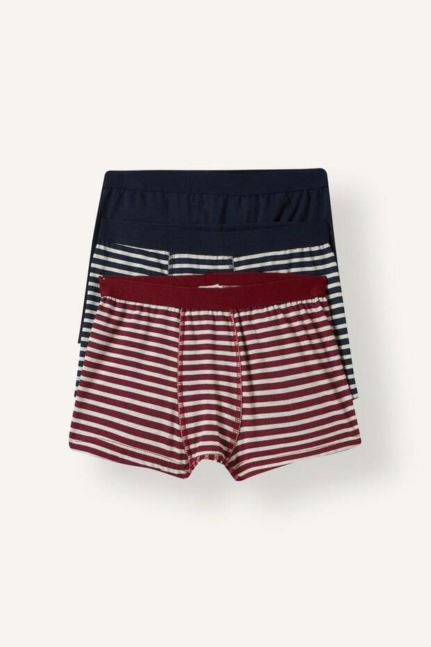 Striped Combed Cotton 3-Piece Boxer Boys' Underwear (26 Au)