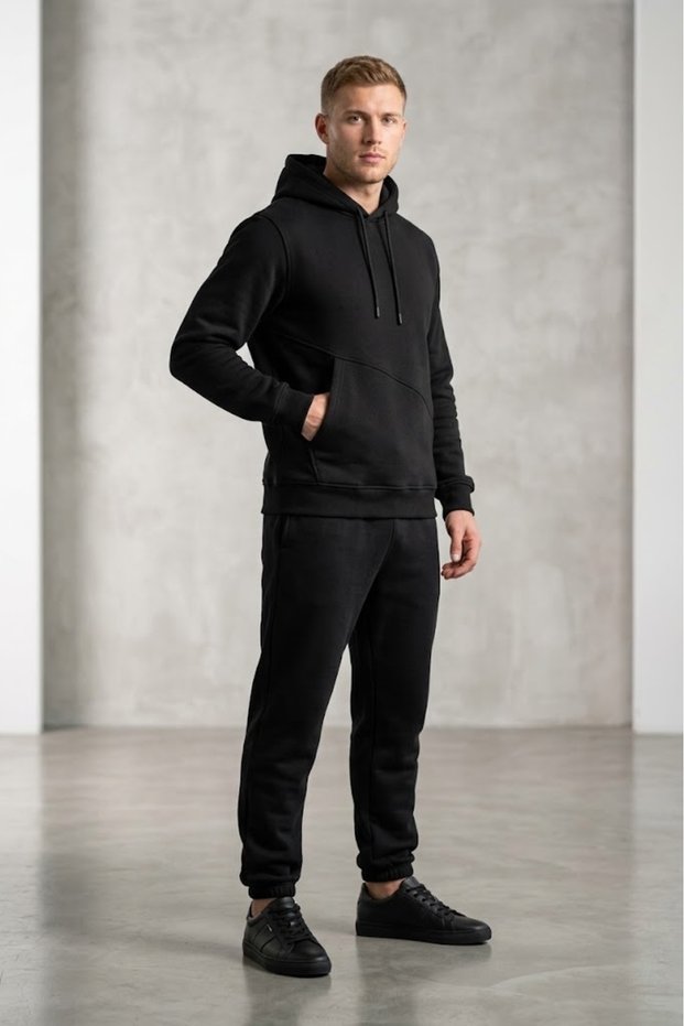 3-Thread Winter Men's Tracksuit Set with Side Pockets (Soft Puff Fabric)