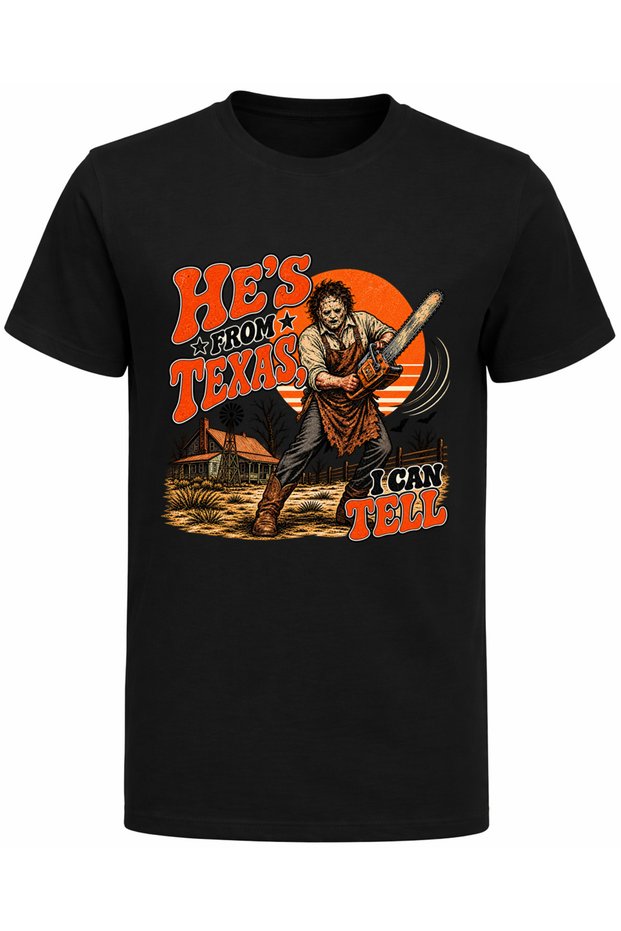 He Is from Texas Printed Horror Halloween T-Shirt