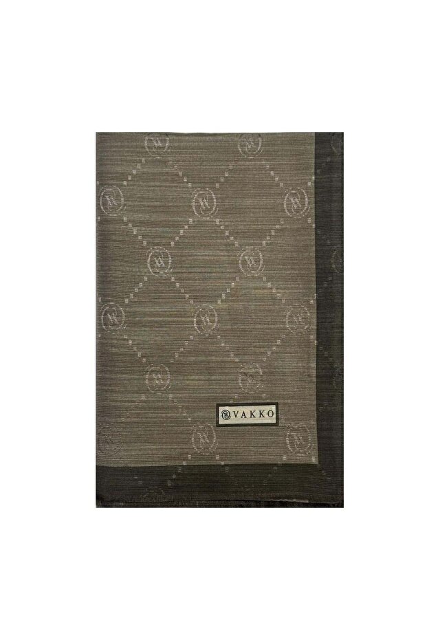 Cotton Silk Monogram Shawl 42140-Dark Khaki
