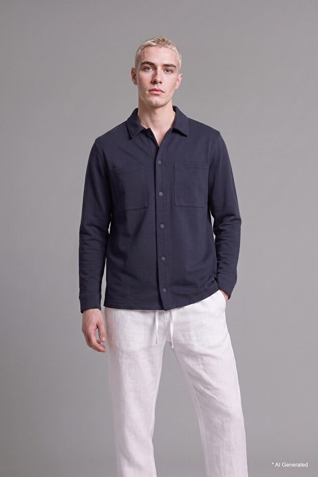 Regular Fit Double Pocket Shirt Jacket H6548Ax26Au