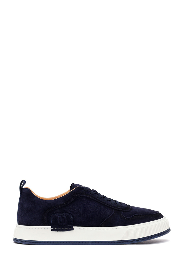 Men's Navy Blue Lace-Up Thick Sole Suede Leather Sneaker Wm680048Ds