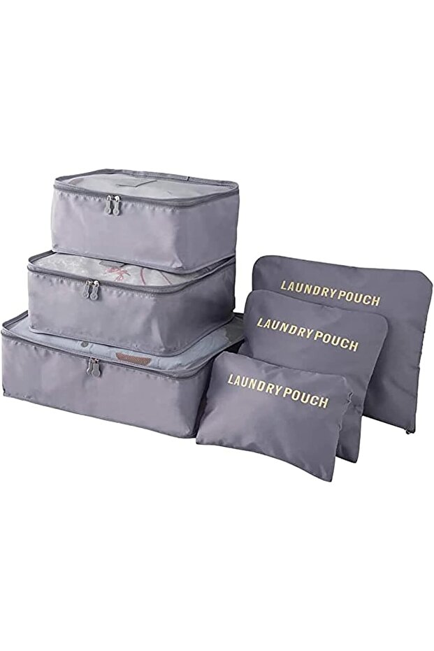 Sulfar 6-Piece Travel Luggage Organizer Set | Packing Cubes for Clothes | Travel Packing Bags | Grey