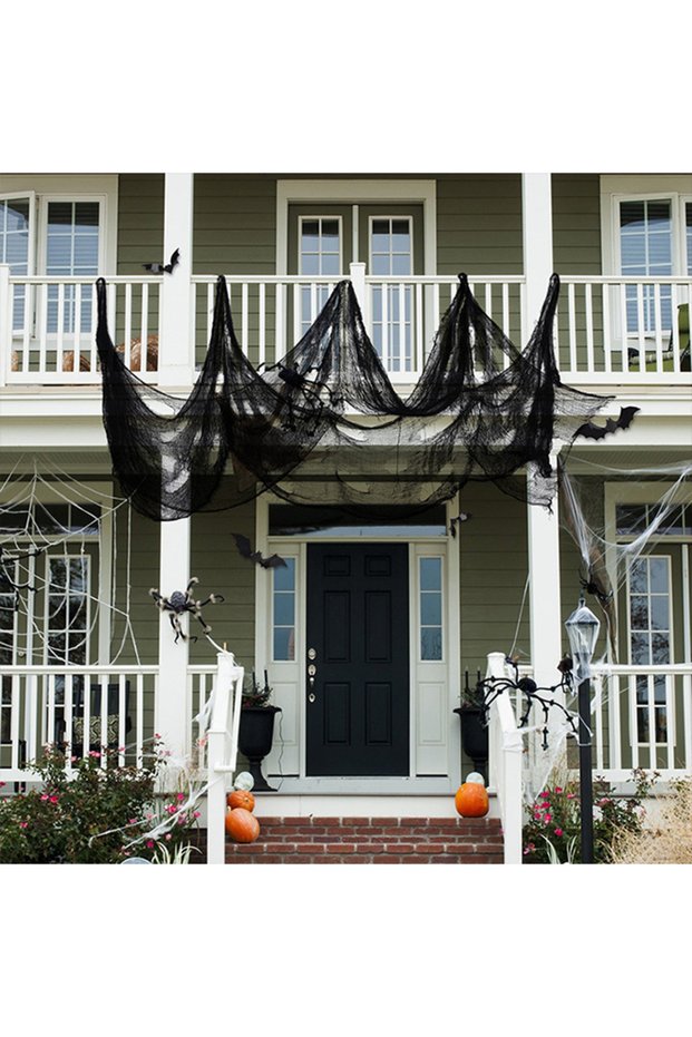 1 x Halloween Black Creepy Cloth, Creepy Cloth Decoration for Haunted House, Party or Outdoor Door 4.6-meter black coarse mesh fabric
