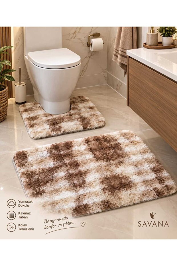 Non-Slip Base Plush Bath Mat 2-Piece Toilet Set 60*50 - 60*90