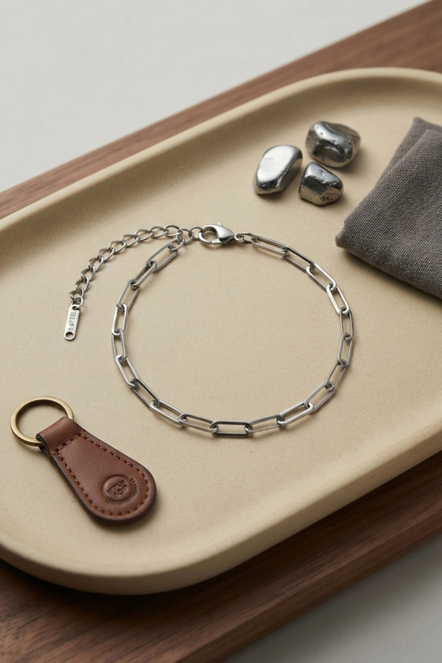 316L Steel Silver Color Paperclip Chain Model Men's Bracelet