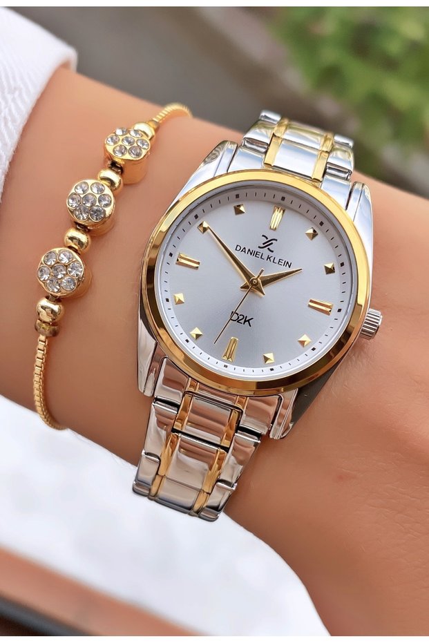 Yellow Silver Color Steel Cord Women's Wristwatch – Elegant Round Case Modern Stylish Design – Bracelet