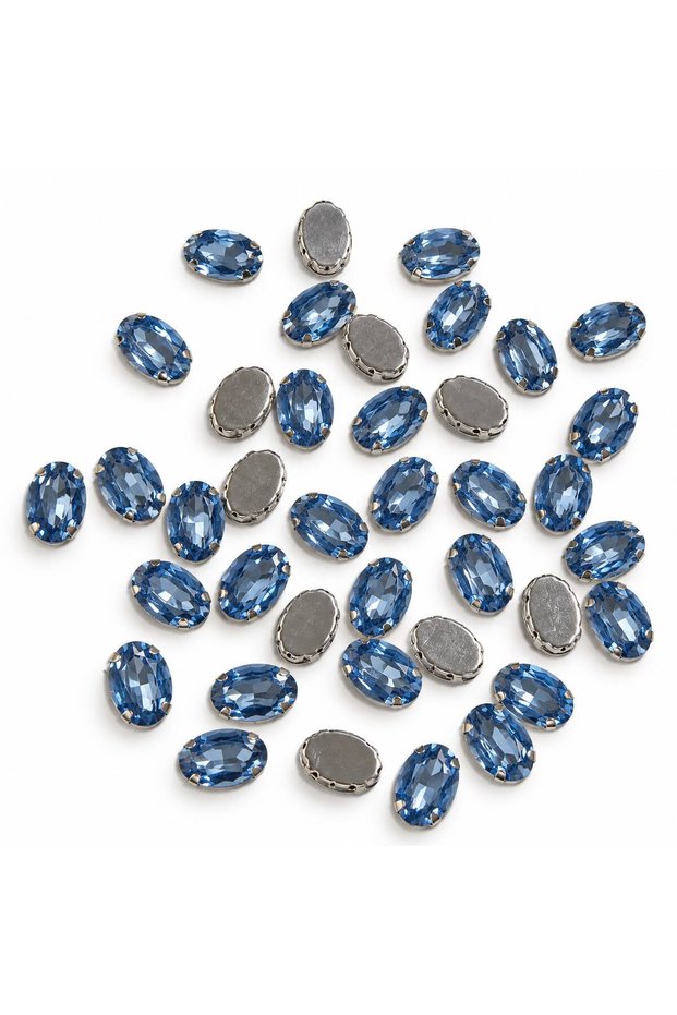 Light Blue Oval Stone 10 × 14 mm – 100 Pieces
