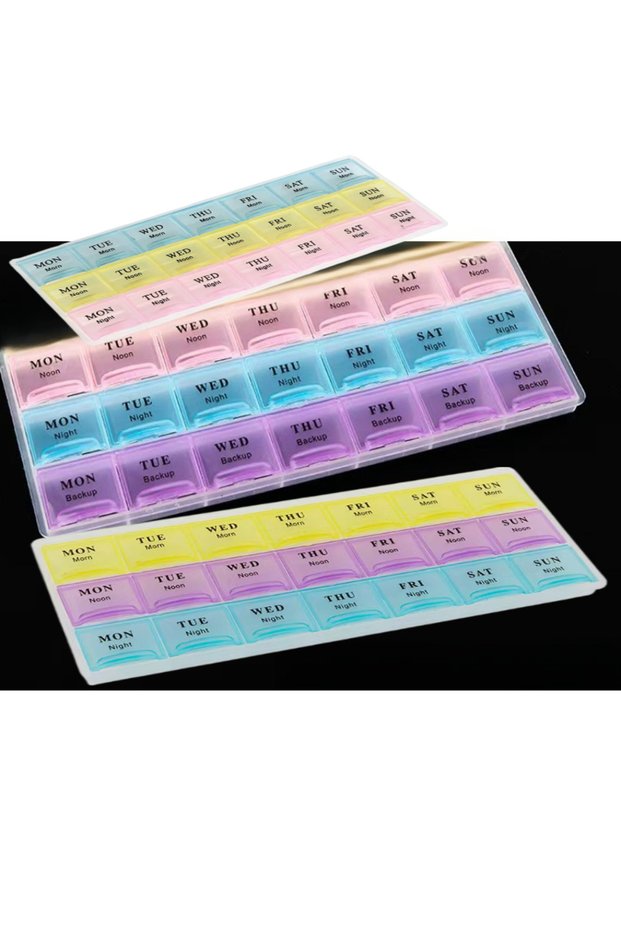 Random Color 1PCS Portable Travel Pill Box Cases Organizer 7 Days 21 Grids 3 Times One Day with Larg