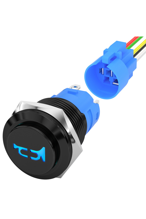 DaierTek 12V Horn Switch Horn Button Switch 12V 16MM Momentary Push Button Switch Speaker Horn Switc