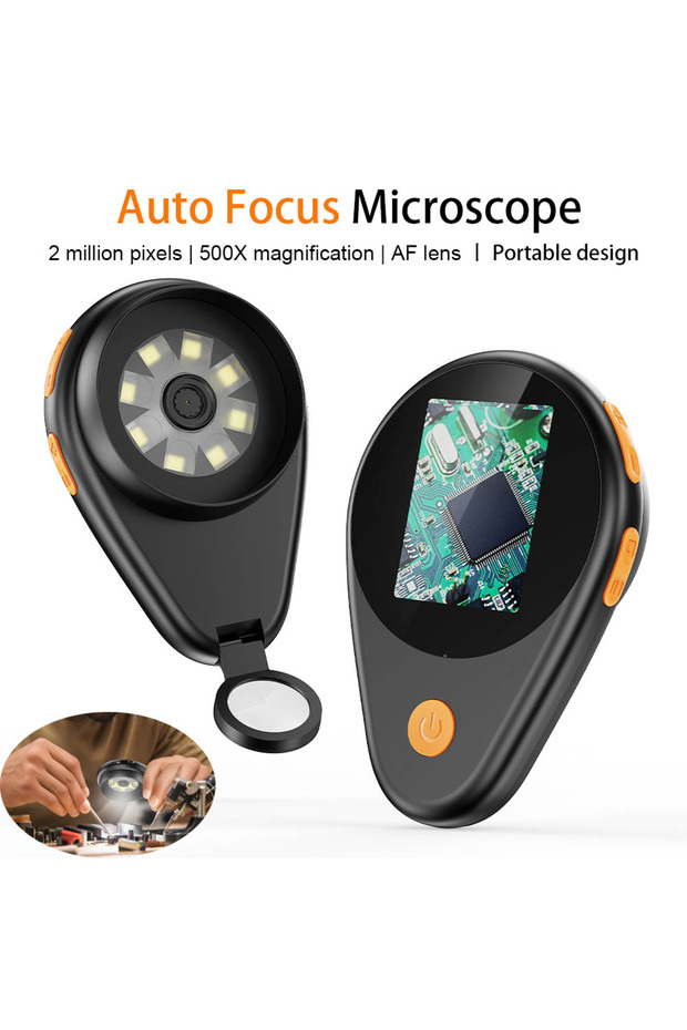 Auto Focus Black 2.0inch 500X Digital Microscope 1080P Video Coin Microscopio with Magnifying Glass