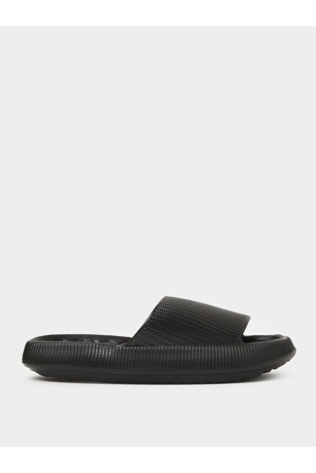 Black Textured Comfort Slides