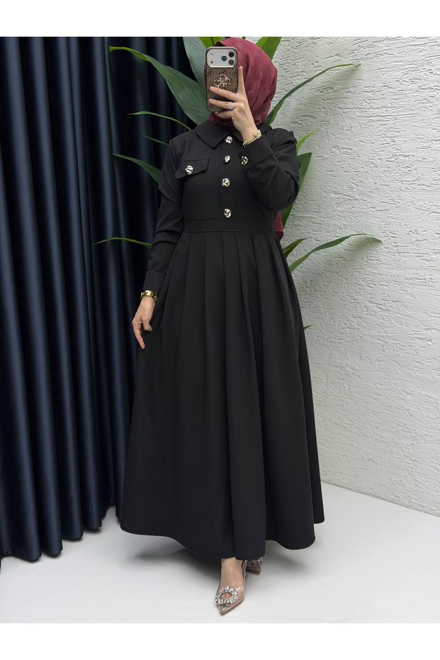 Women's Chic and Elegant Modest Black Dress