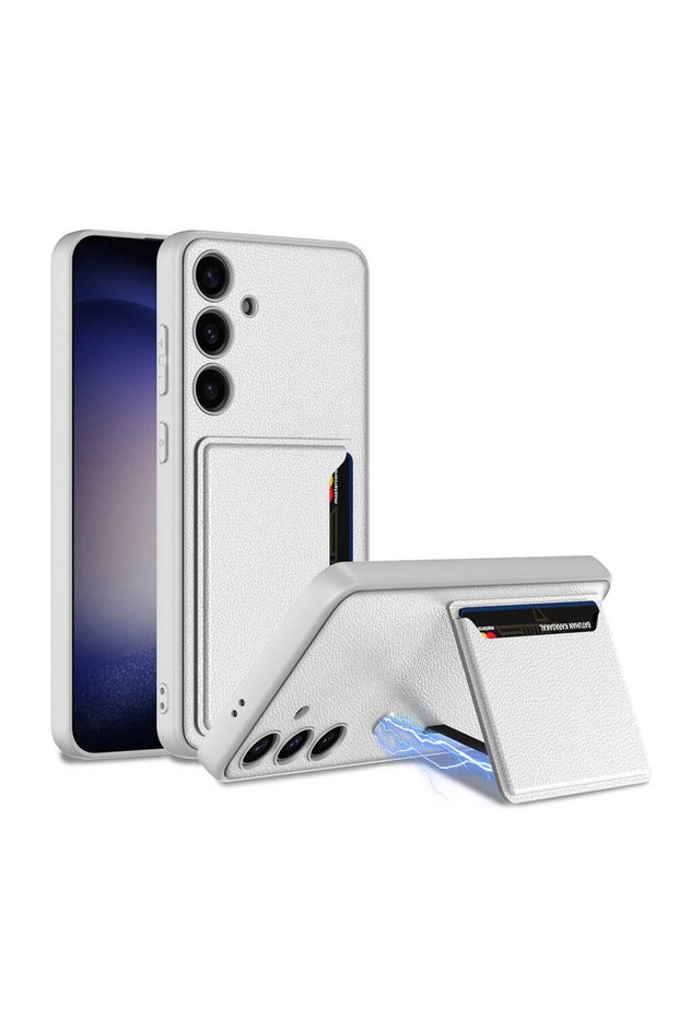 Galaxy S24 Faux Leather Back Surface Omsy Card Holder Silicone Case
