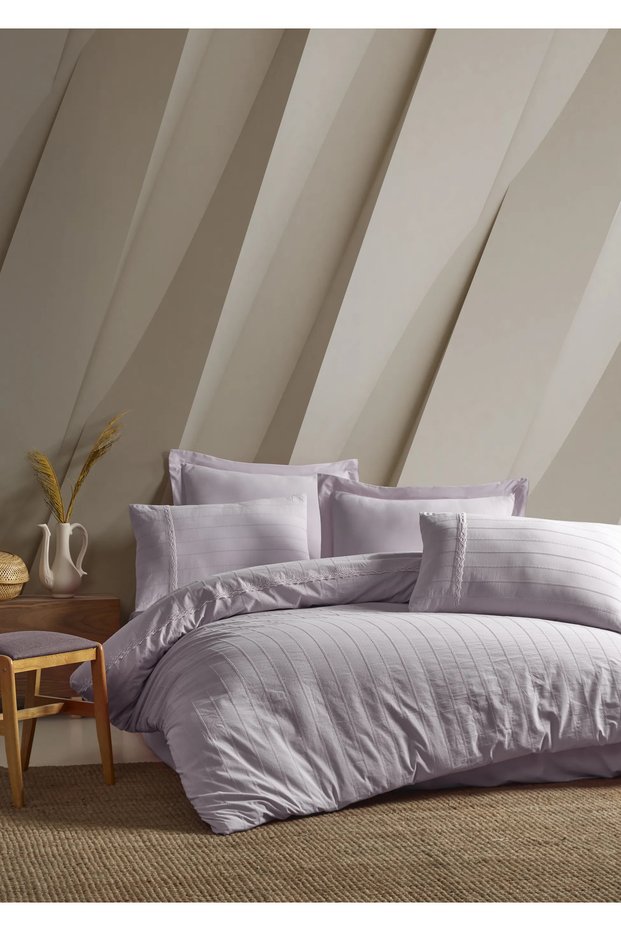 Jasmin Jacquard Duvet Cover Set, 100% Cotton Lace Detail, Jacquard Woven, Cotton Duvet Cover Set
