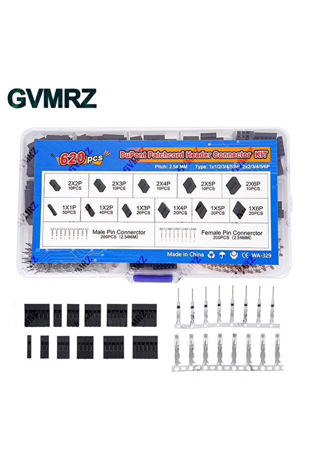 620PCS DuPont Header Connector Kit 2.54mm Male Female Pin for Electronics DIY Projects