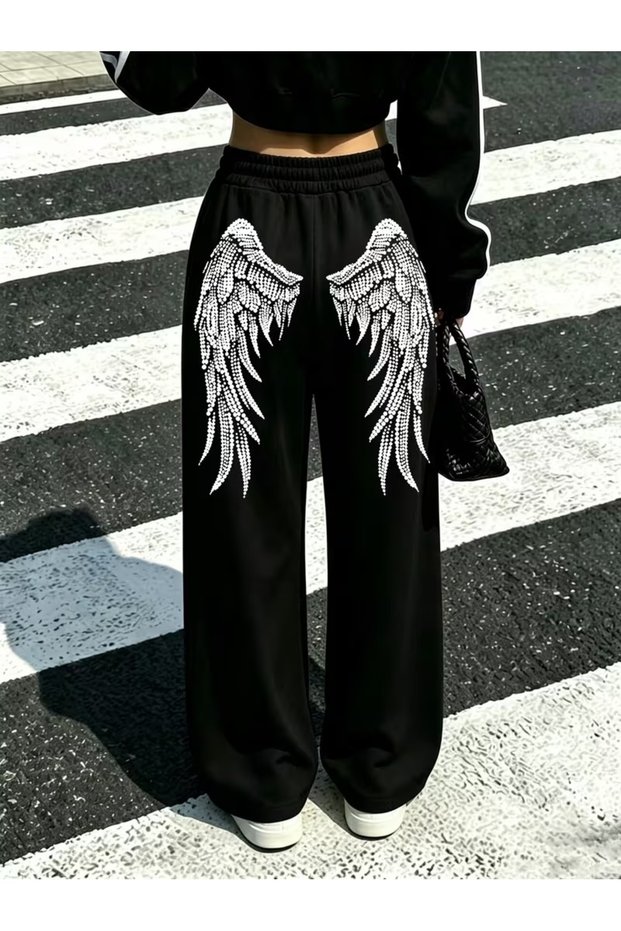 Angel Wings Printed Oversize Baggy Unisex Sweatpants