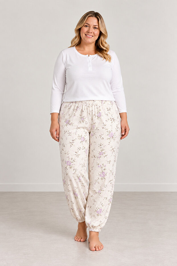 Plus Size Summer Pajama Bottoms with Elastic Cuffs