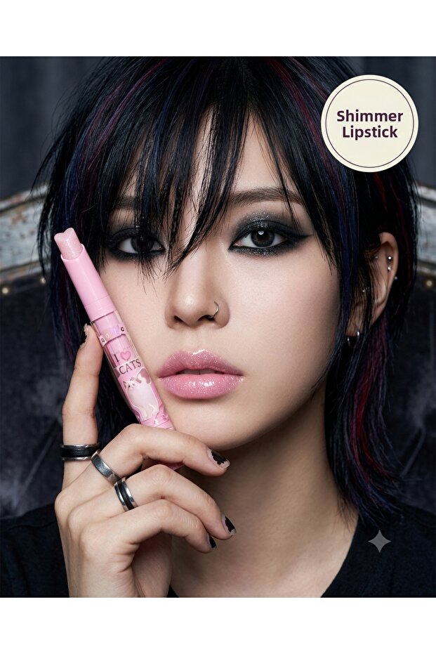 Emo Korean Style Heart Tip Glitter Lipstick - Intense Shine and Moisturizing Effect - Magi̇c Casa