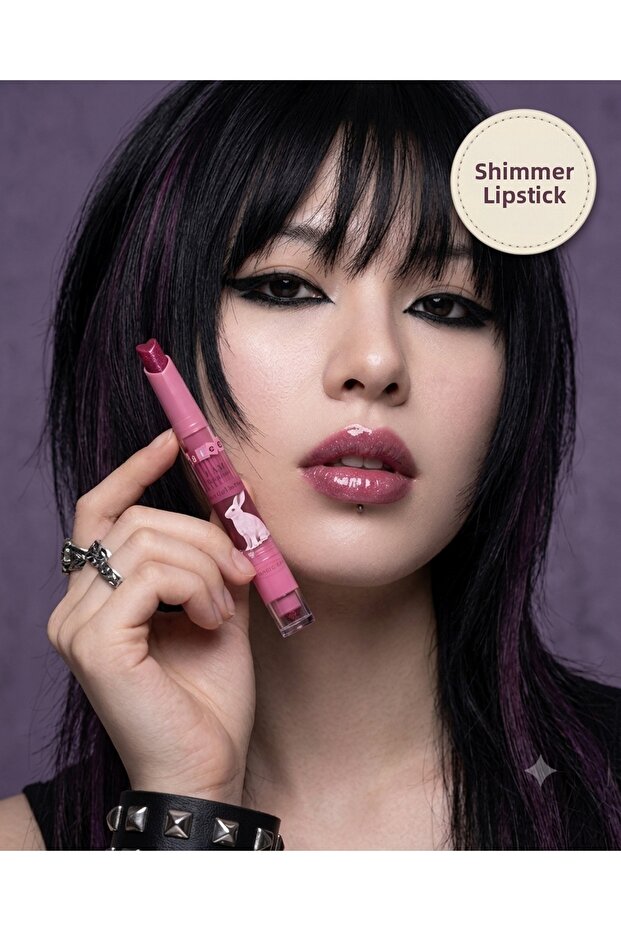 Emo Korean Style Heart Tip Glitter Lipstick - Intense Shine and Moisturizing Effect - Magi̇c Casa
