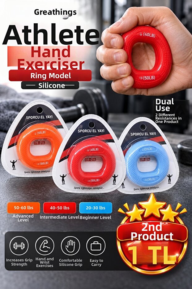 20-60 Lbs Ring Model Silicone Hand Spring Double Resistance Hand Wrist and Finger Strengthening