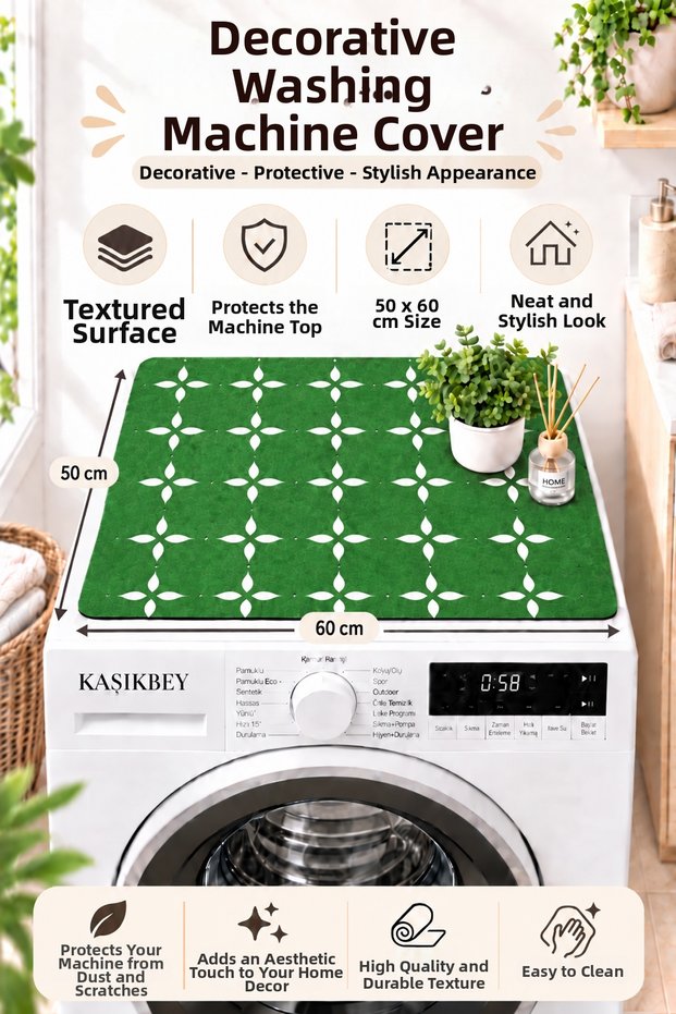 Decorative Washing Machine Dryer Cover Protection Pad Mat Non-Slip Washable Felt Washing Machine Dryer Cover