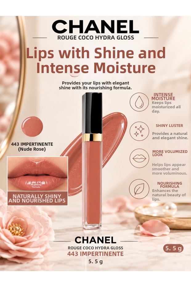 Rouge Coco 443 Impertinente Intense Shine Lip Care with Moisturizing Effect 5.5g