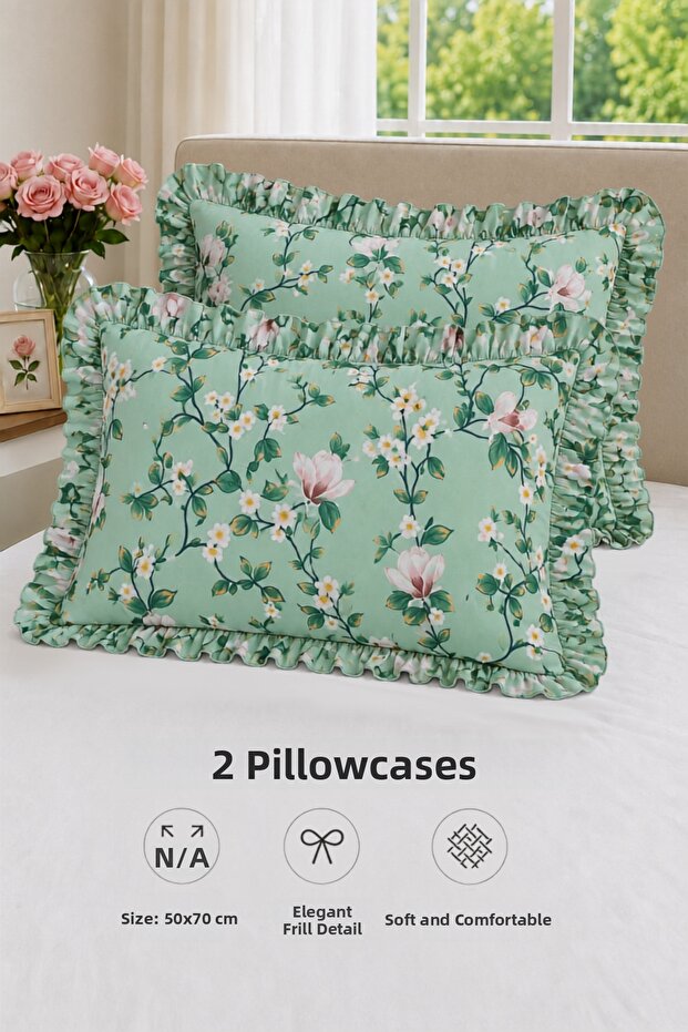 2-Pack Cotton Ruffled Pillowcases 50X70