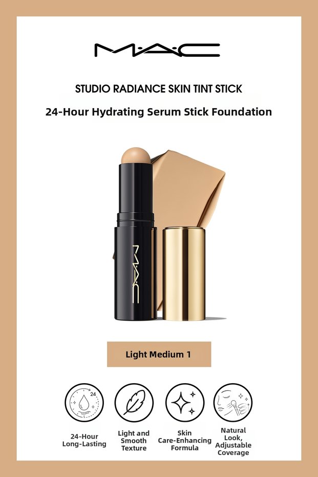 Studio Radiance Skin Tint Stick Serum Stick Foundation with Moisturizing Effect for up to 24 Hours - Light Medium 1