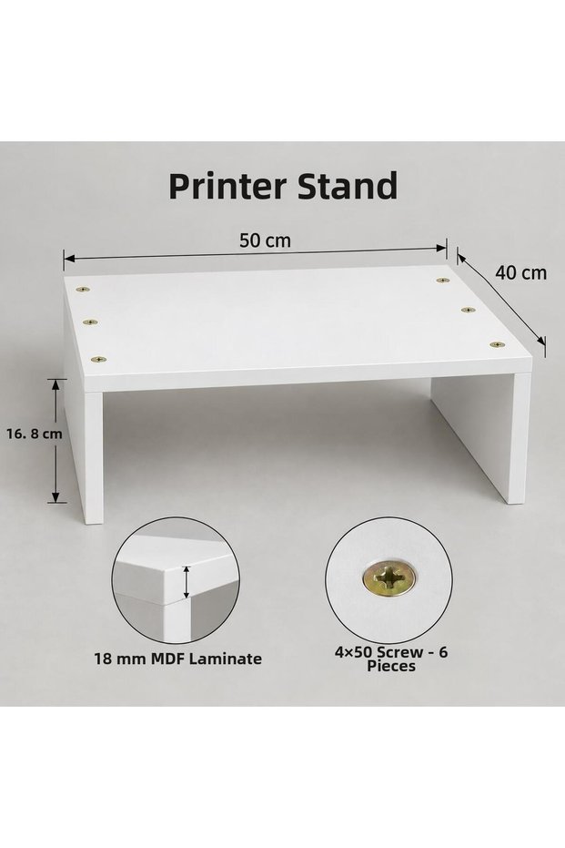 Printer Stand 50X40X16.8 cm White Mdf