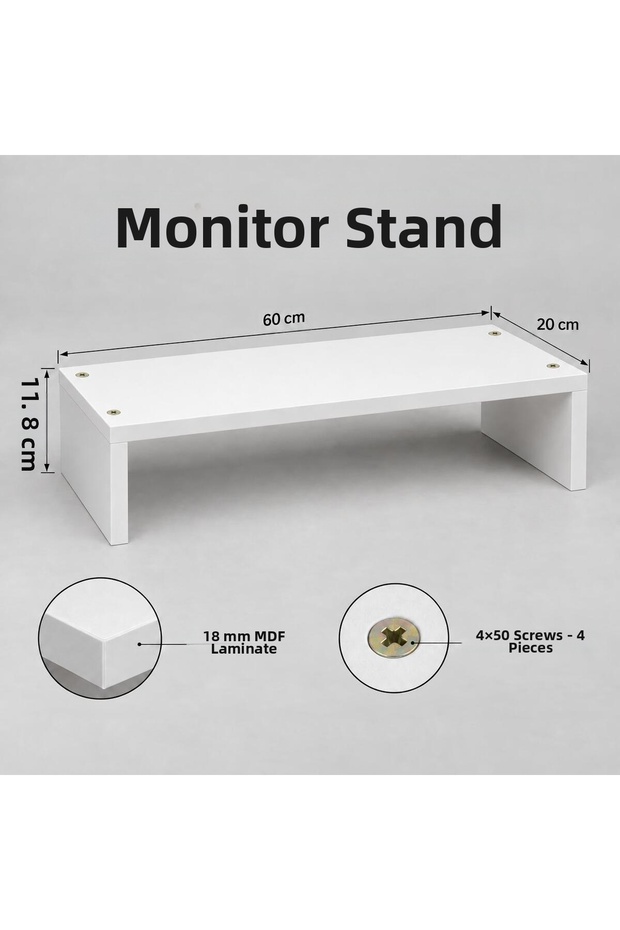 حامل شاشة 60x20x11,8 سم أبيض من خشب MDF