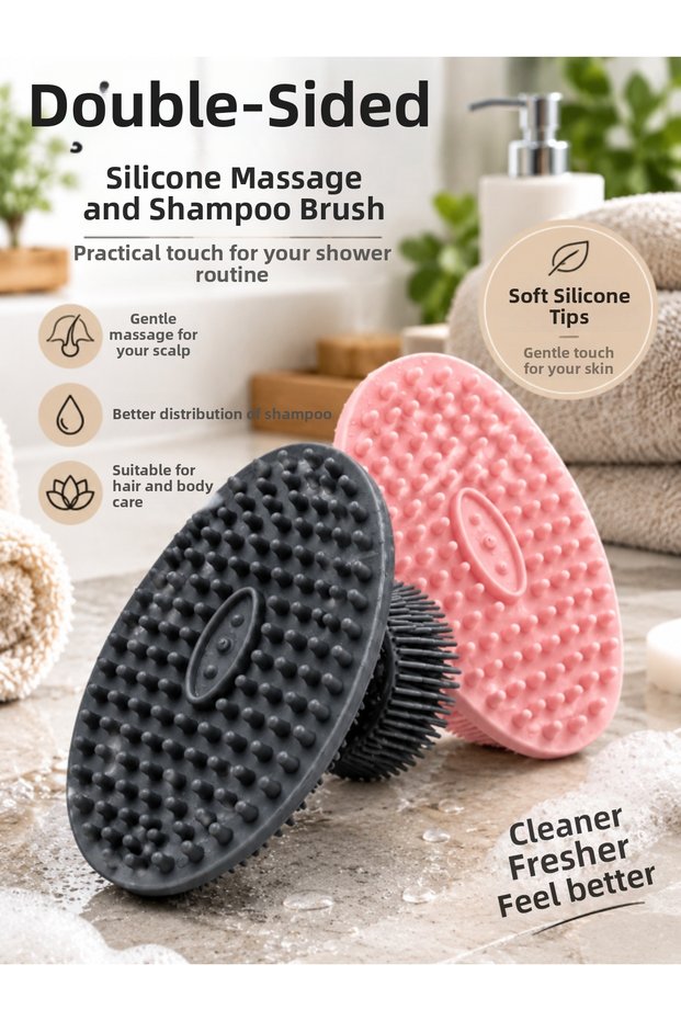 Double Sided Silicone Scalp Massage and Shampoo Brush Hair Body Care Brush