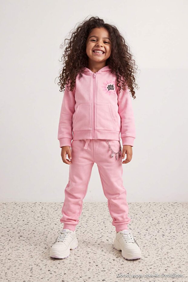 Pink Slogan Knitted Top and Bottom Set Tkdaw25Au00040