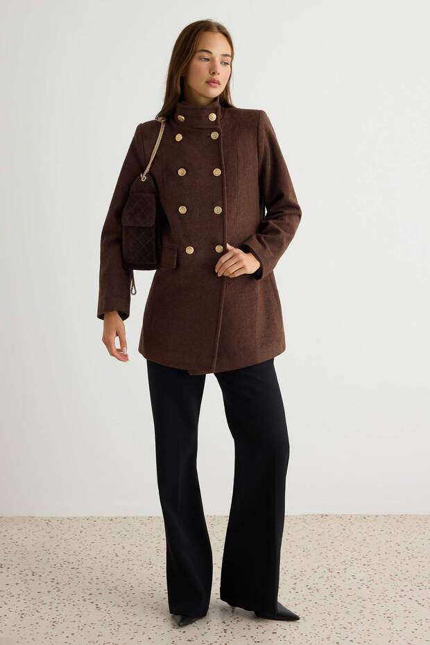 Brown Fitted Coat Twoaw27Kb00036